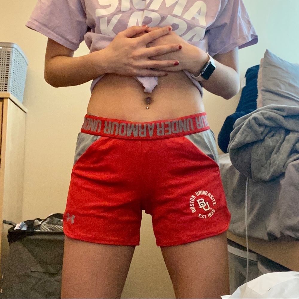 boston university red under armour shorts, xs